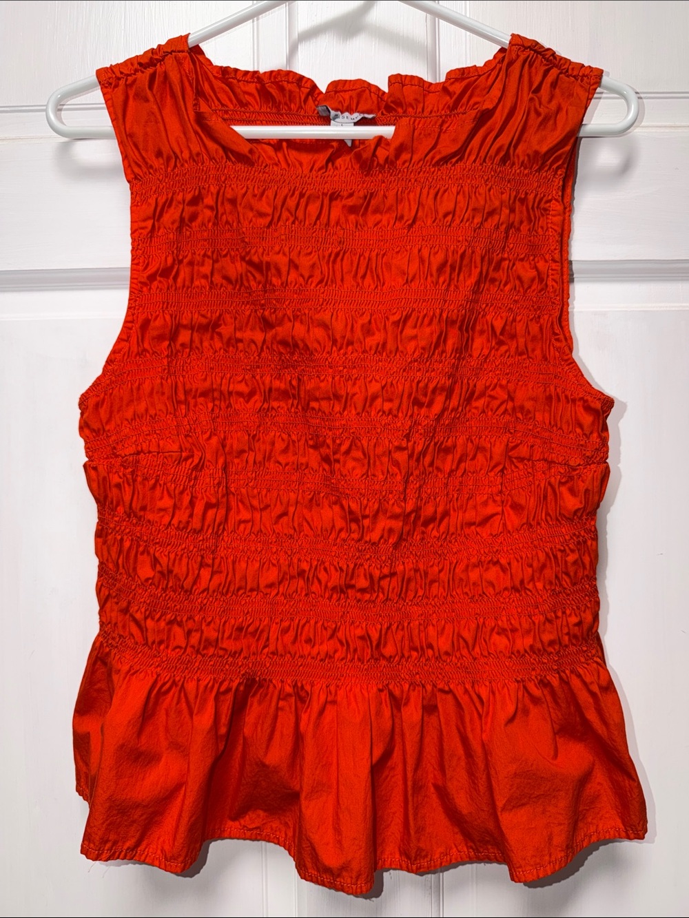 Smocked Orange Peplum Tank Top